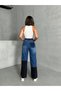 Two-tone flared jeans - 4