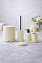 Matte Cream 5-Piece Round Bathroom Set – Bucket, Toilet Brush, Liquid Soap Dispenser - 3