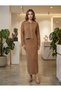 Women, Piped Detail Button Crop Cardigan/Zero Sleeve Dress Knitwear Set/Set New Season - 6