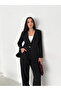 Black Laser Cut Blazer Jacket Palazzo Pants Suit - 2