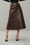 Women's Midi Length High Waist A-Line Leather Skirt Bitter Brown - 2