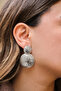 Vip Textured Plate Earrings Metal Earrings with Steel Tips 5cm - 3