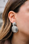 Vip Textured Plate Earrings Metal Earrings with Steel Tips 5cm