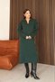 Women's Emerald Green Polo Collar Midi Length Knitwear Dress