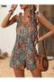 Women's Bohemian Patterned Suspender Shorts Jumpsuit – Summer Casual Cut - 3