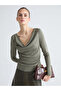 Peak New Season Draped Neck Gathered Blouse - 3