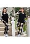 Girl's Shirt Collar Plaid Sweatshirt and Trousers Two-Piece Cashmere Set