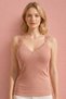 Women's Modal Camisole V-Neck Bra-Lined Lace Tank Top Blouse 2-Piece Set – Powder, Black - 3