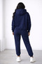 Women's Navy Blue Oversized Hooded Tracksuit Set with Kangaroo Pocket, Cotton-Lined, Comfortable Fit - 3