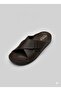 Men's Brown Cross Velcro Anatomical Sole Orthopedic Casual Summer Slippers with Stitching - 4