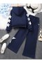 Star Embroidered Hooded Sweatshirtset of 2 Girls' Set Navy Blue - 2