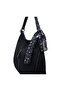 Black Nubuck Women's Shoulder Bag with Scarf Detail - 4