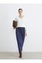 Alita City Lcw Modest Navy Blue Suede Look Plain Midi Women's Skirt - 2