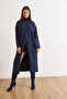 Women's Navy Blue Turtleneck Slit Maxi Cap Tunic Tnk-19000105 - 2