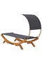 Outdoor Lounge Bed with Canopy 100x200x126cm Solid Bent Wood Anthracite - 4