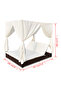 Outdoor Lounge Bed with Curtains Poly Rattan Brown - 3