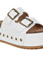 Women Studded Faux Leather Slip Ons in Off White - 4