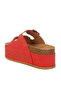 Women Studded Faux Leather Slip Ons in Red - 2