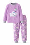 Girl's Velvet Fleece Patterned Pajama Set 1680 Lilac - 4