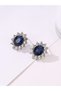 Big Blue Rhinestone Pendant Necklace with Earrings Set - 5
