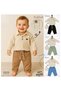 Polo Collar Trousers Muslin Fabric Eid Baby Boy Double Suit Set 2222 - 6