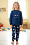 Girl's Velvet Fleece Patterned Pajama Set 1682 Navy Blue - 3