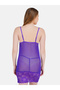 Women Purple Lace Self Design Babydoll and Brief Set - 5