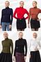 Black-White-Navy-Brick-Khaki-Red Turtleneck Blouse 2504
