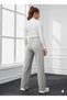 Winter Fleece-Lined Women's (Grey) Sweatpants with Cotton Inside, Wide Leg, Baggy, Plus Size, with Pockets - 3