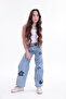 Girl's Embroidered Design Jeans