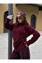 Women's Burgundy Crew Neck Tunic Oversized Sweater 7035
