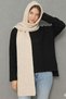 Women's Soft Textured Hooded Scarf Thessaloniki Knitted Hooded Shawl 13038 Beige - 2
