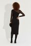 Women's Black Tulle Detailed Asymmetrical Midi Dress - 5