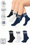 Bamboo Unisex Tennis College Striped Black-White-Navy Blue Premium Stitch-Free Socket Socks 3-Pack