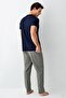 Striped Crew Neck Summer Men's Pajamas Set, Plus Size Pajama Set, 100% Cotton - 4