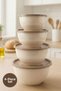 Set of 4 Round Bowls Beige |   1L, 1.5L, 2.3L, 3.3L |   Multi-Purpose Kitchen Storage Container with Lid
