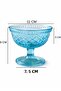 Set of 2 Footed Turquoise Diamond Patterned Glass Dessert Bowls - Ice Cream, Magnolia Presentation Glass - 2