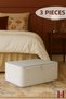3 Pieces - Anthracite Striped Medium Size Storage Box Set - under Bed and Sofa Bed Type Organizer - 60 X 40 X 22 cm