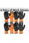Worker Gloves Black Orange 6 Pairs Ktx-3107