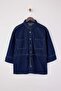 Koyu Mavi Belden Bağlamalı Tencel Karışımlı Denim Gömlek TWOSS26GO00006 - 5