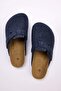 Navy Blue Felt Closed Front Flat Women's Sabo Slippers Takss25Te00001