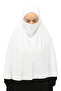 Ready-made Turban Veil Practical Scarf Hijab with Hijab Wedding - Prayer Cover Souffle (3XL) - White - 4