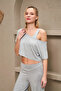 25172 Women's Boat Neck Slit Wide Leg Bustier Triple Suit - 7