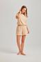 Beige Side String Women's Shorts Muslin Set