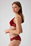 Women's Claret Red 4730 Underwire Silvery Striped Bra Set - 4