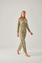 Pistachio Green Floral Patterned Waist-Tied Viscose Women's Pajama Set - 3