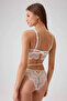 Women's Ecru 4731 Rome Soft Push Up Padded Glittery Striped Underwire Bra Set - 3