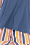 Striped Denim Blue Women's Suspender Shorts Set - 3