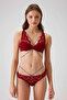 Women's Claret Red 4730 Underwire Silvery Striped Bra Set