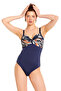 Leaf Patterned Draped Swimsuit